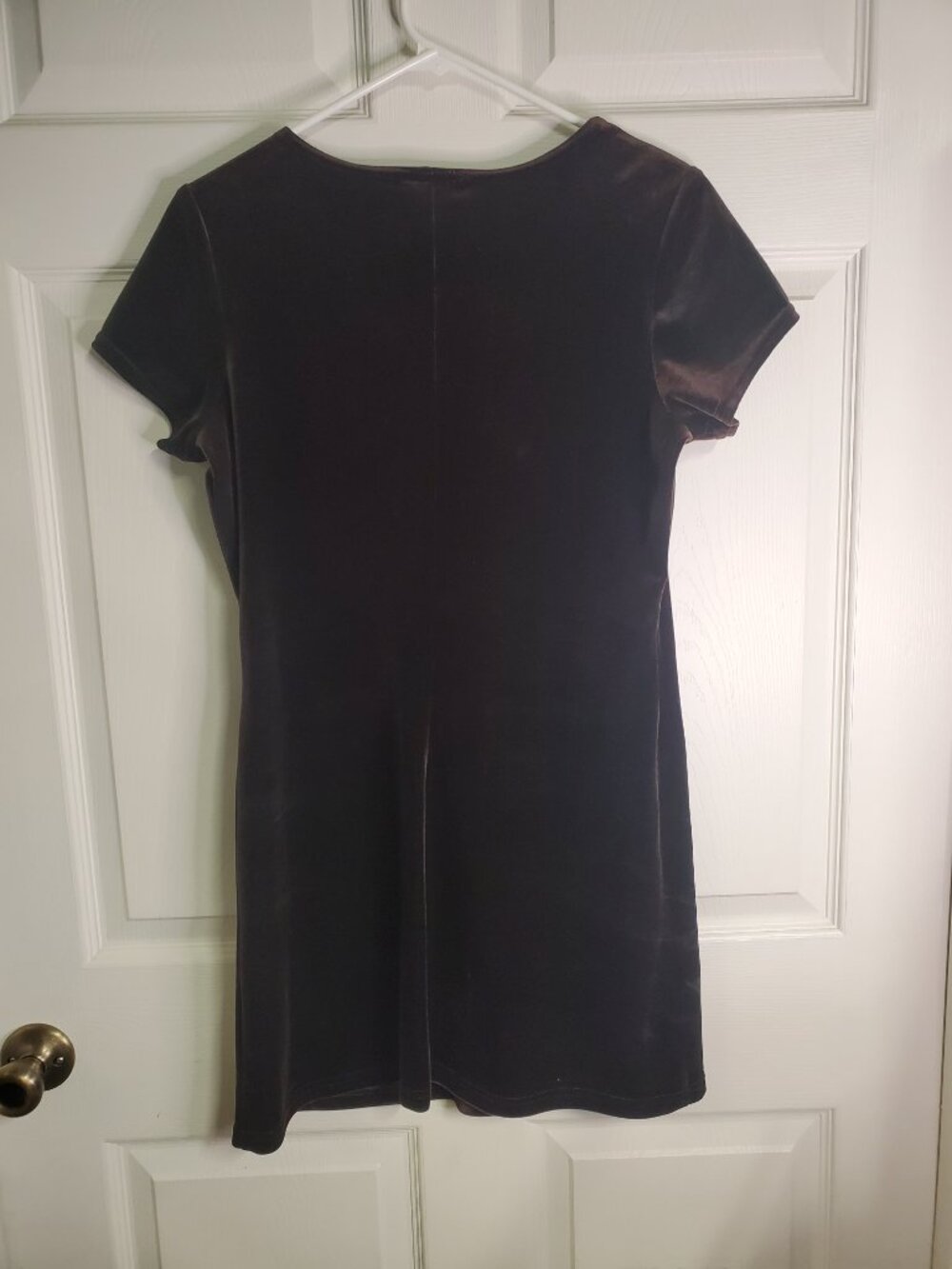 My Michelle Brown Velvet Dress 90s Y2K Vintage Mini Length Size M Short Sleeve